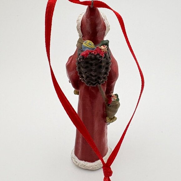Vintage Santa Claus Christmas Tree Ornament Jolly Old St Nick Toy Sack - Picture 2 of 8